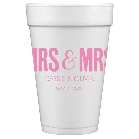 Bold Mrs & Mrs Styrofoam Cups